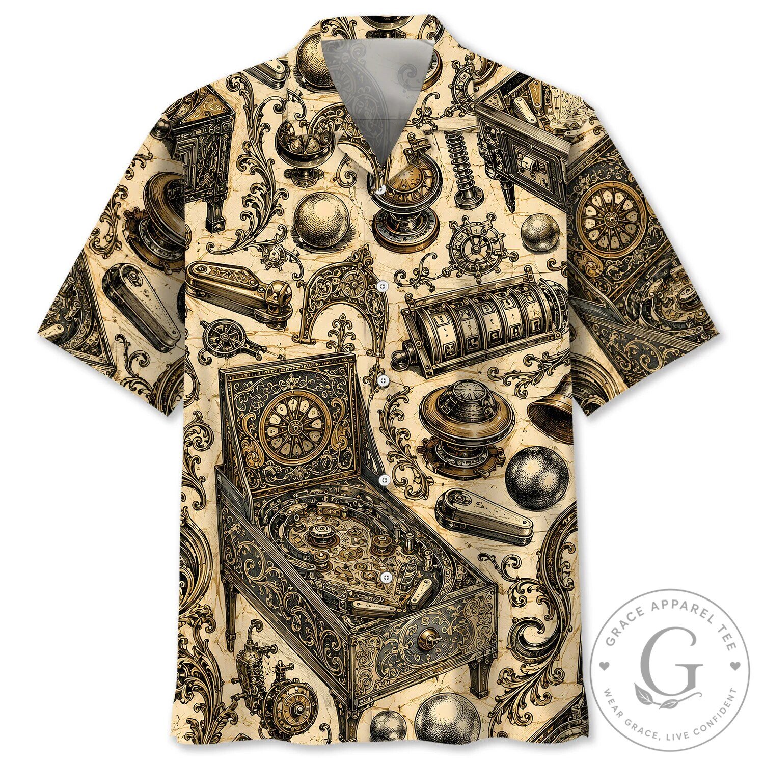 Vintage Pinball Machine Parts Hawaiian Shirt