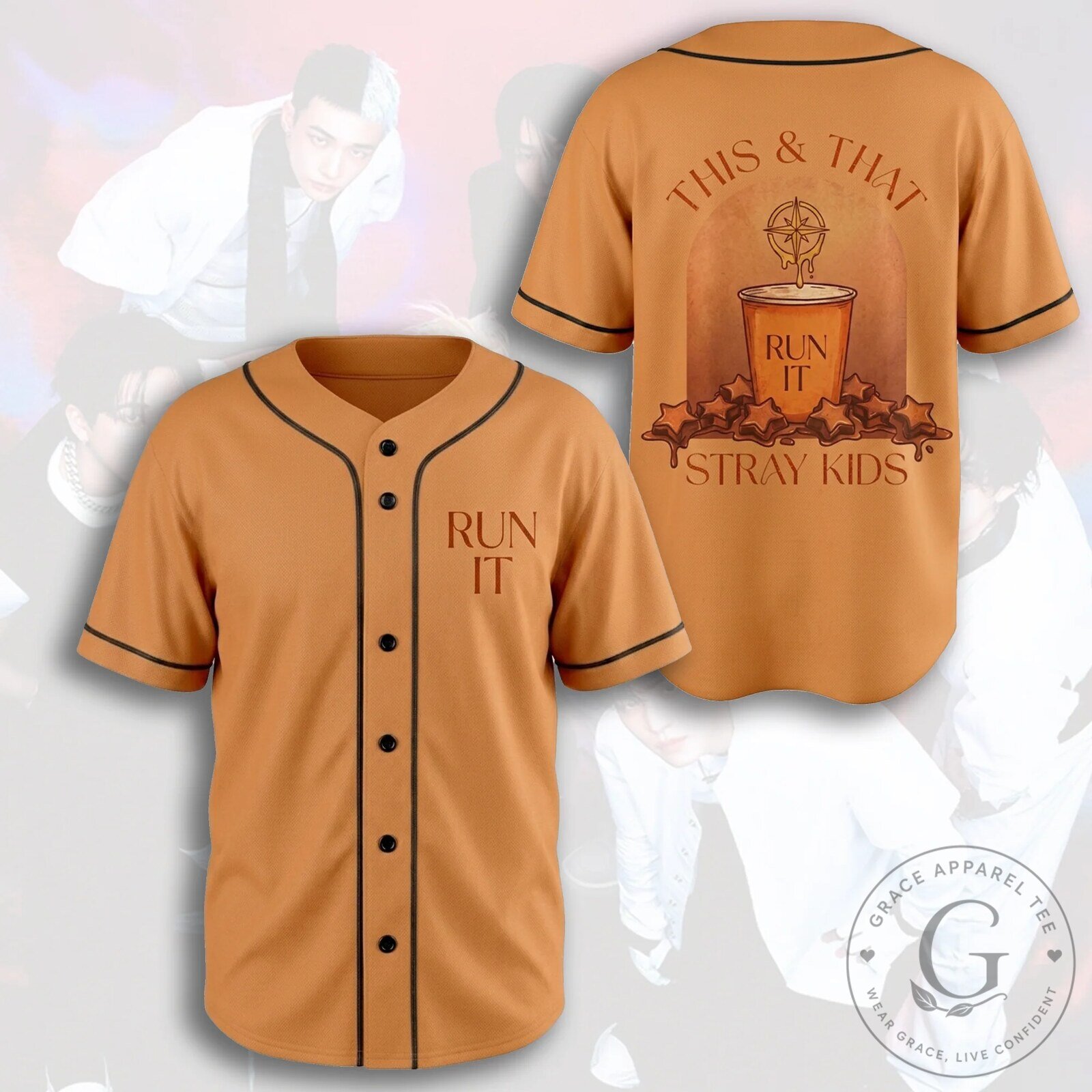 Stray Kids Merch Run It This & That Album Baseball Jersey Orange Season