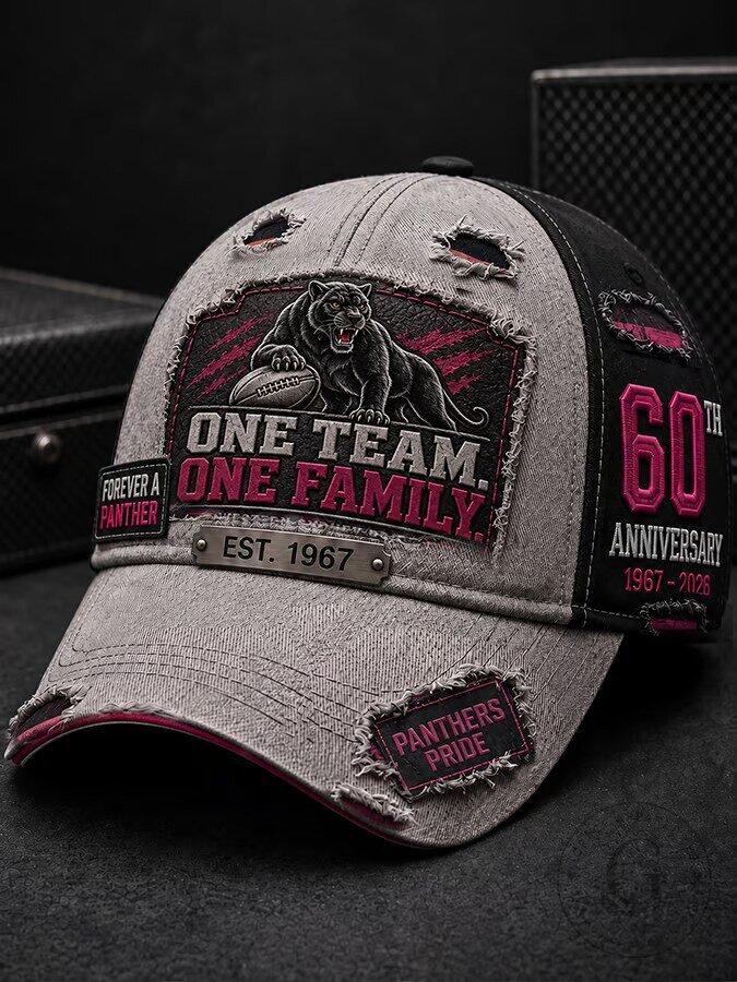 Carolina Panthers One Team One Family 60th Anniversary Distressed Cap Hat