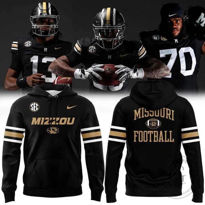 Mizzou Football Team Black and Gold Stripes Hoodie