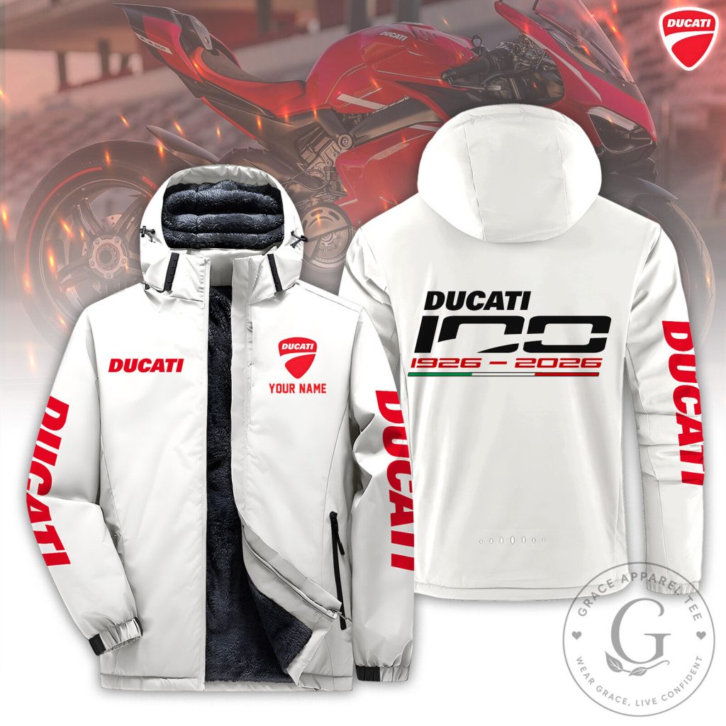 Ducati Motorcycle Racing Team White Winter Fleece Jacket