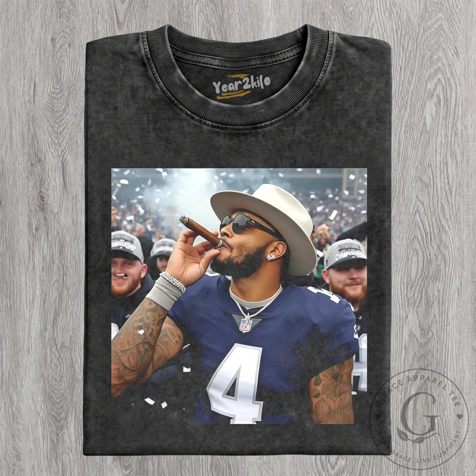 Dak Prescott Dallas Cowboys Football Player Smoking Cigar T-Shirt