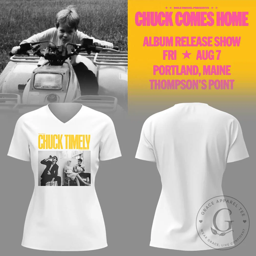 Chuck Timely Chuck Comes Home Album Release Show Portland Maine V-Neck T-Shirt