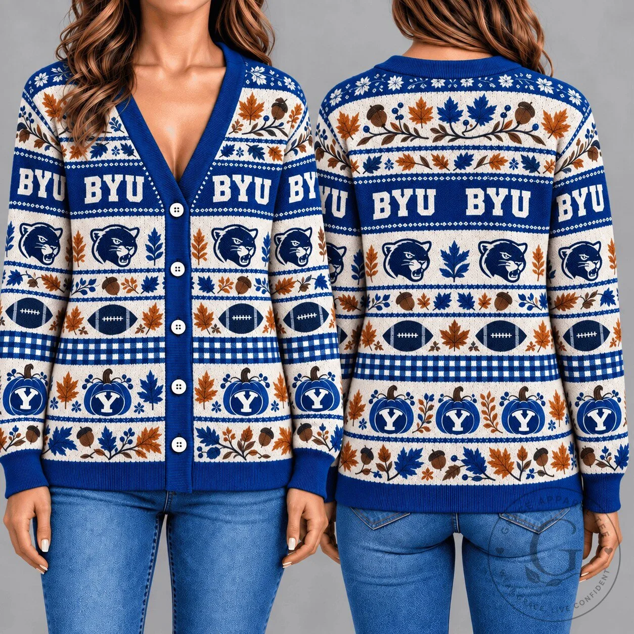 Ugly Christmas Cardigan Sweater for BYU Cougars Football Fans