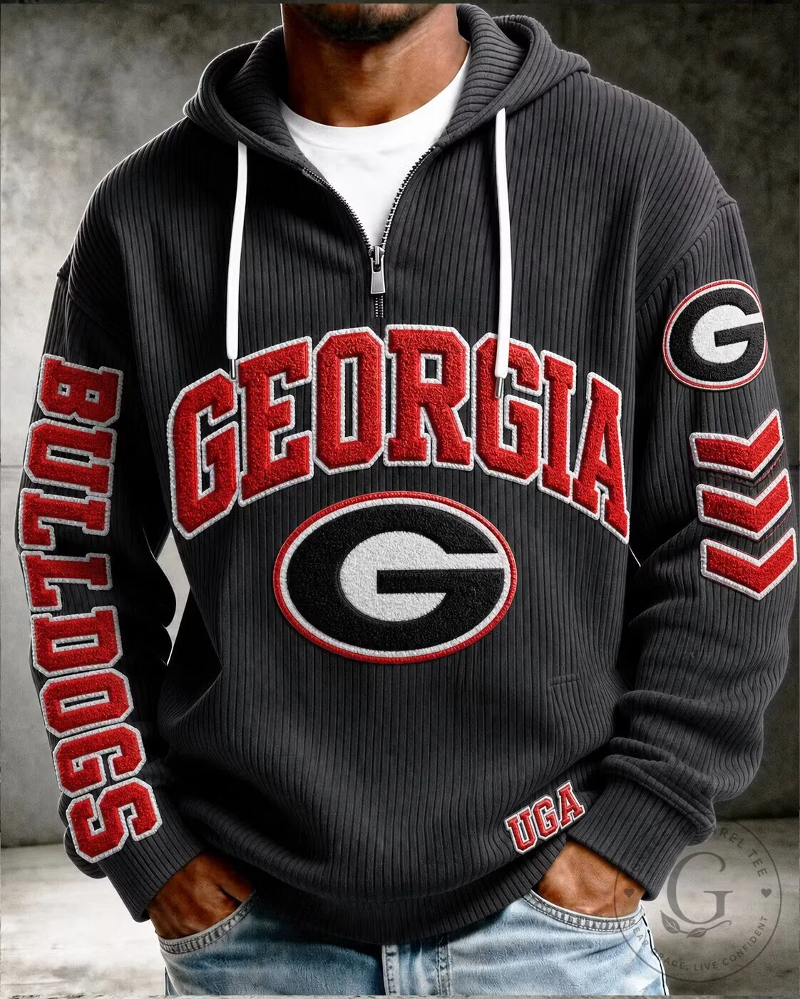 Georgia Bulldogs NCAA College Football Team Logo Dark Gray Hoodie