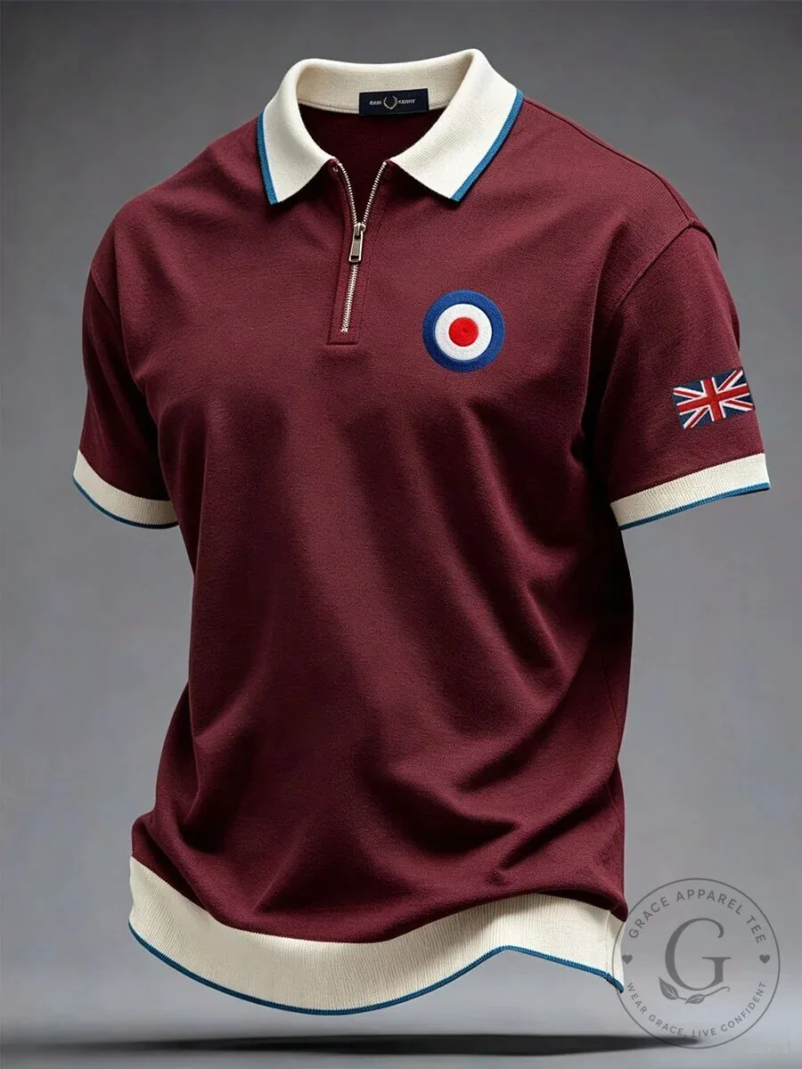 Fred Perry Mod Target Embroidered United Kingdom Flag Polo Shirt