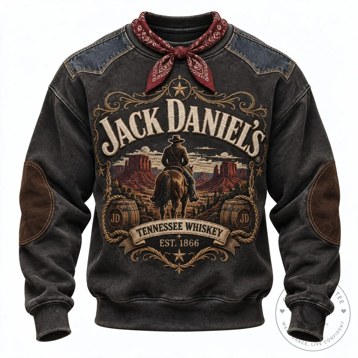 Jack Daniel's Tennessee Whiskey Cowboy Style Long Sleeve Sweatshirt