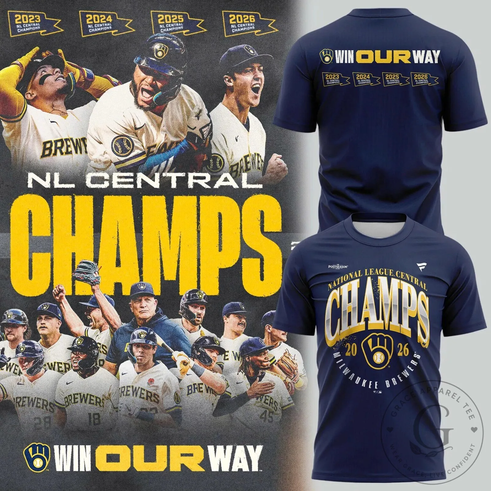2026 T-Shirt for Milwaukee Brewers National League Central Division Champions