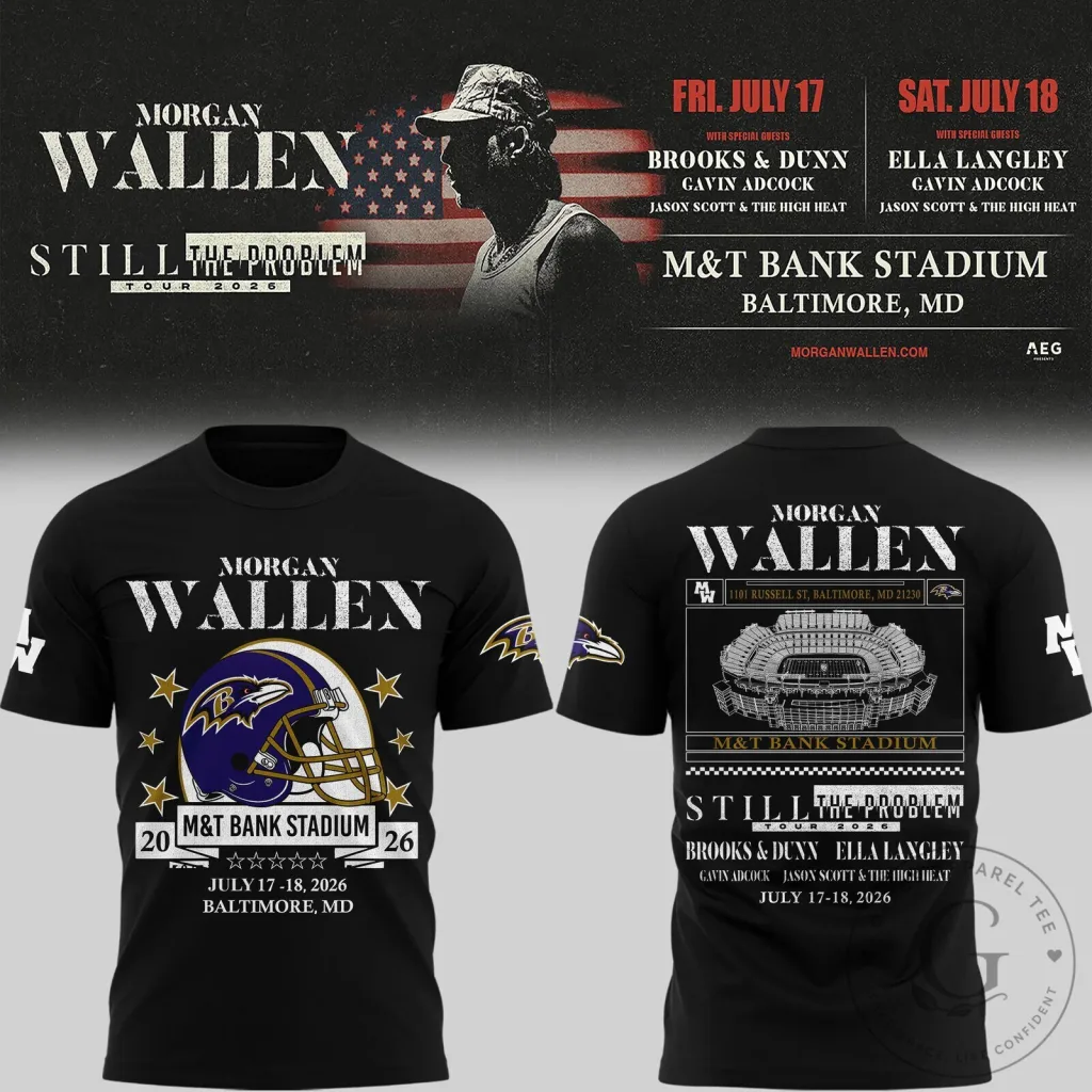 Baltimore Ravens T-Shirt for Morgan Wallen's Still The Problem Tour 2026