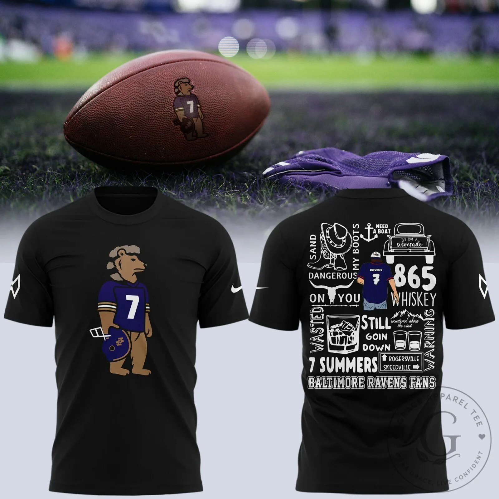 Morgan Wallen Baltimore Ravens Football Fan Black T-Shirt