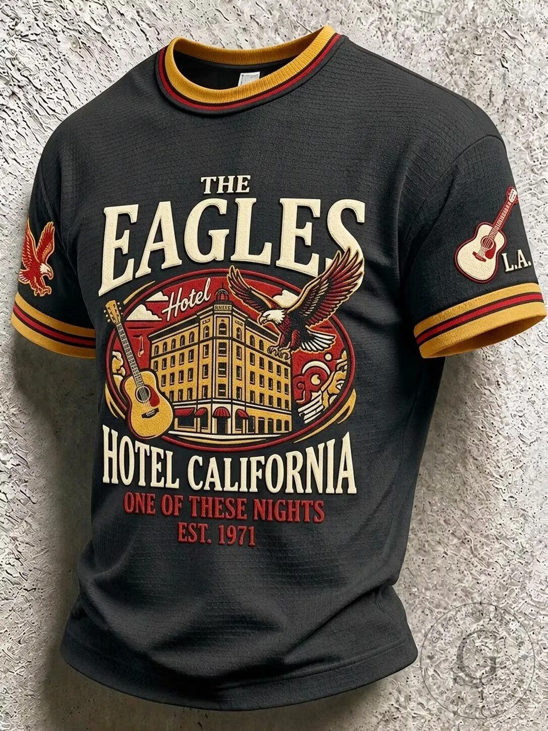 The Eagles Hotel California Album Cover Art Black Crewneck T-Shirt