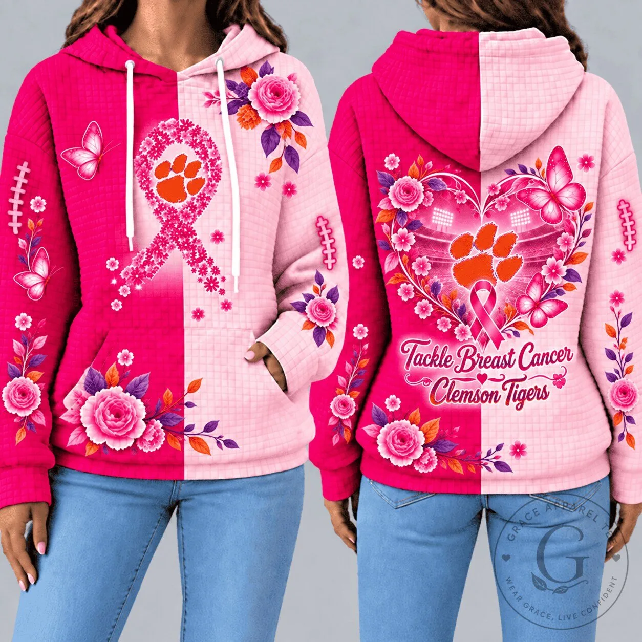 Clemson Tigers Tackle Breast Cancer Awareness Football Pink Hoodie