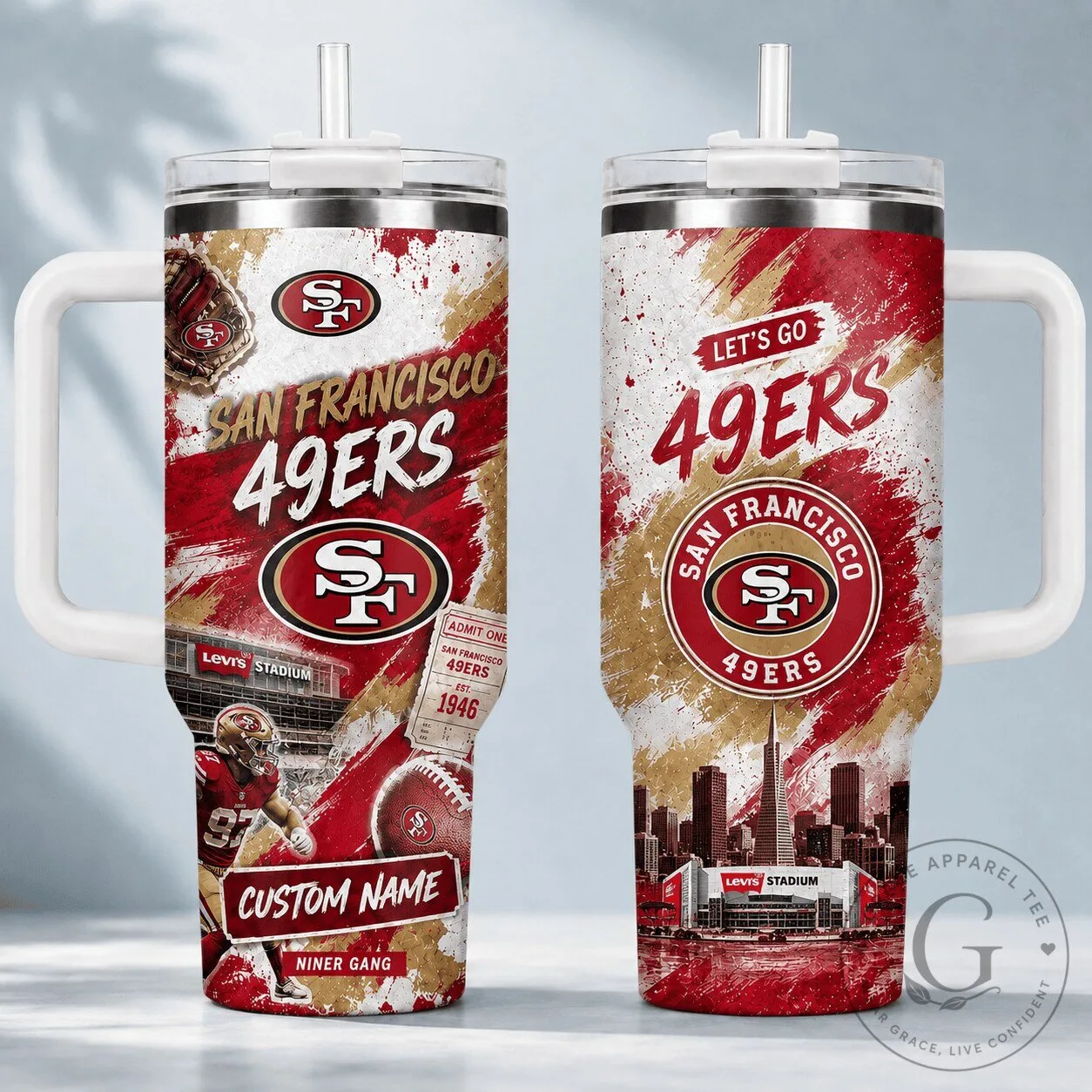San Francisco Football 49ers Personalized Stainless Steel Tumbler with Handle 2 San Francisco Football 49ers Personalized Stainless Steel Tumbler with Handle