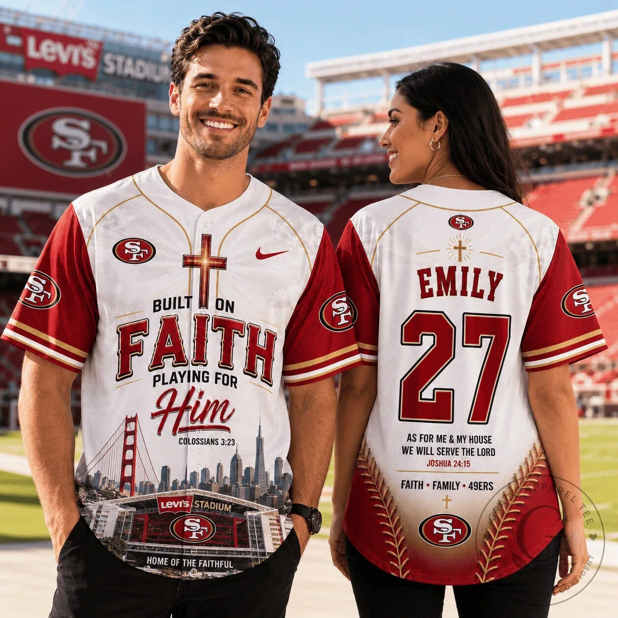 San Francisco Football Faith Built On Him Baseball Jersey