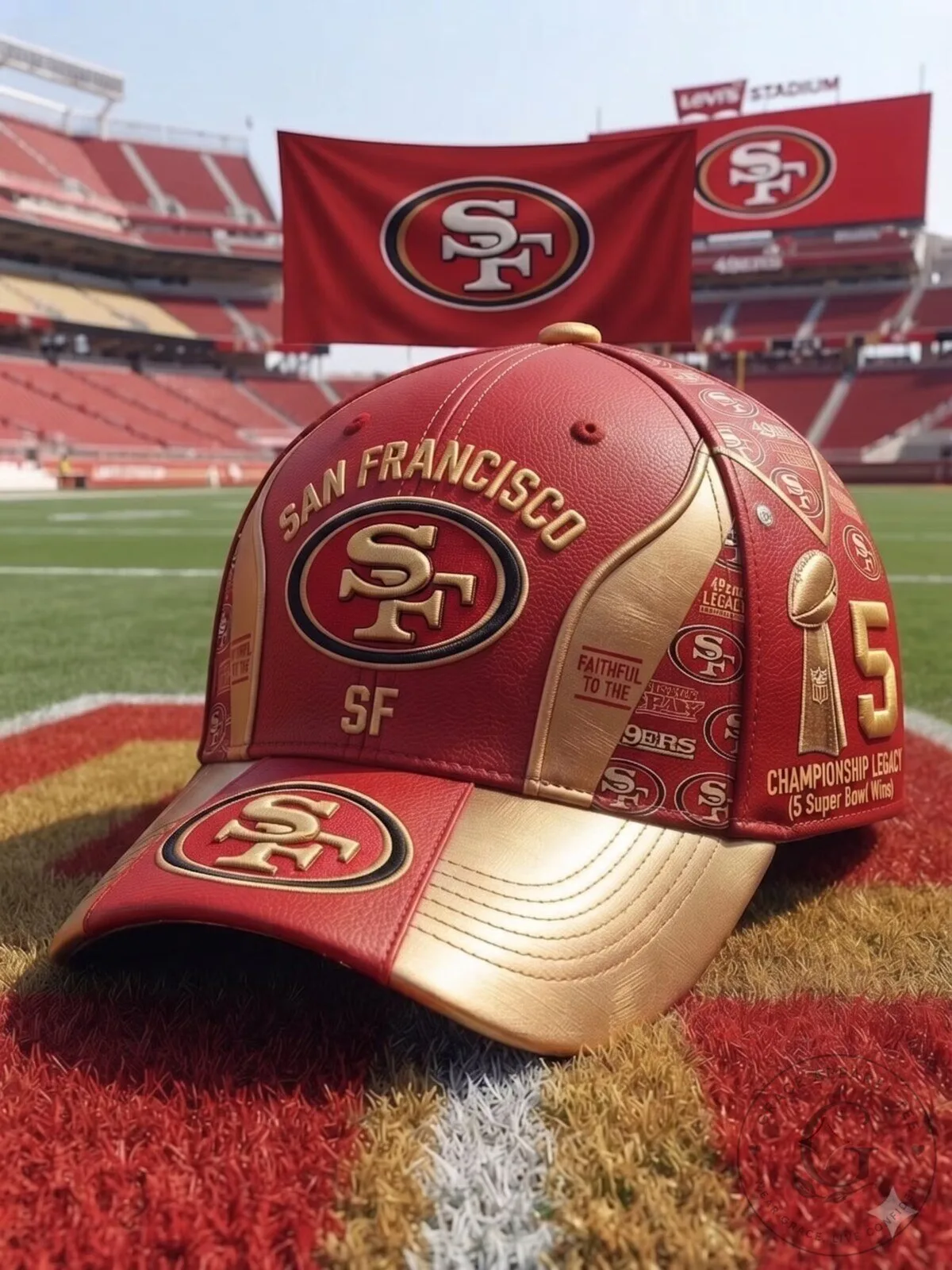 San Francisco Football Team Red and Gold Embroidered Cap Hat
