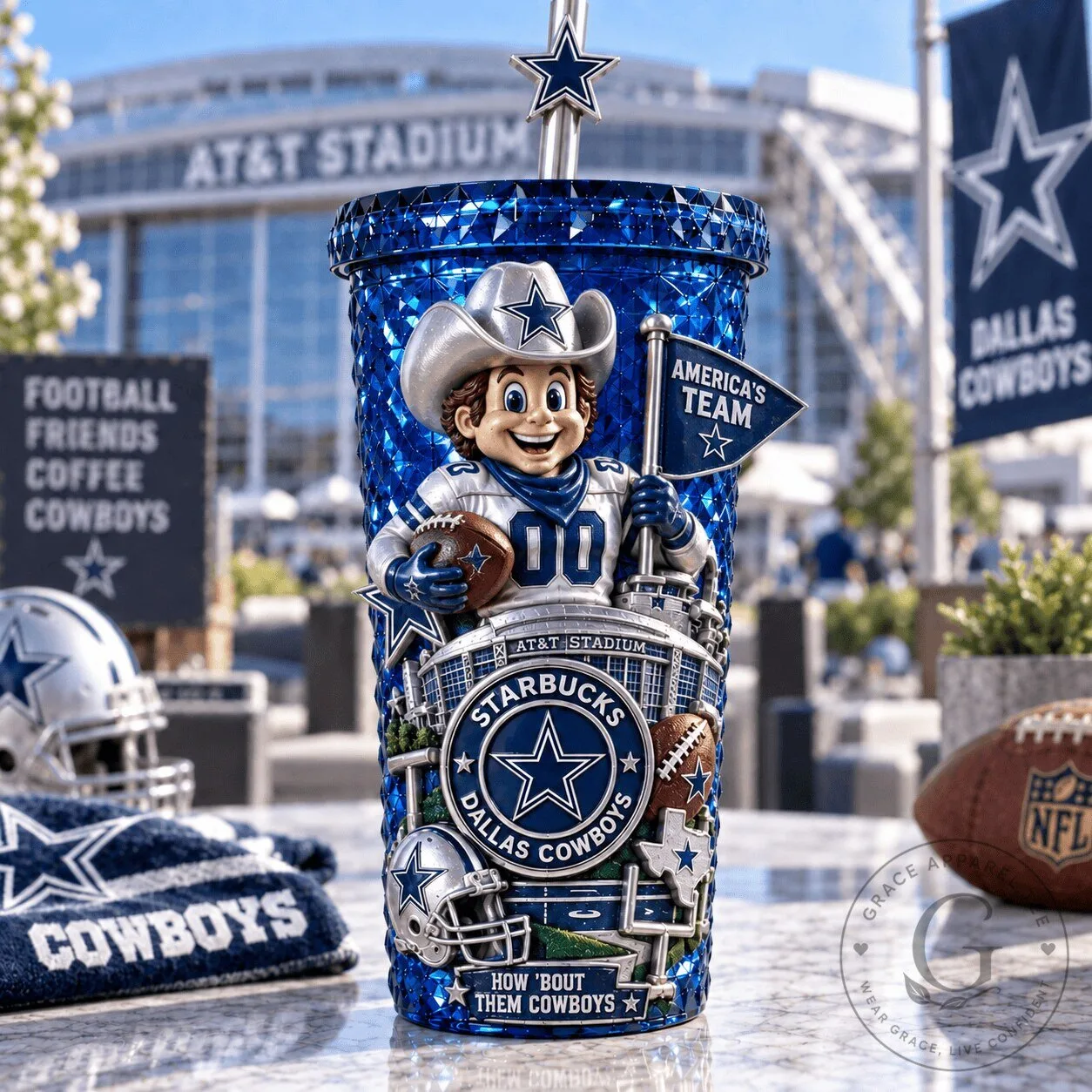 Dallas Cowboys Starbucks America's Team Football Cold Cup Tumbler