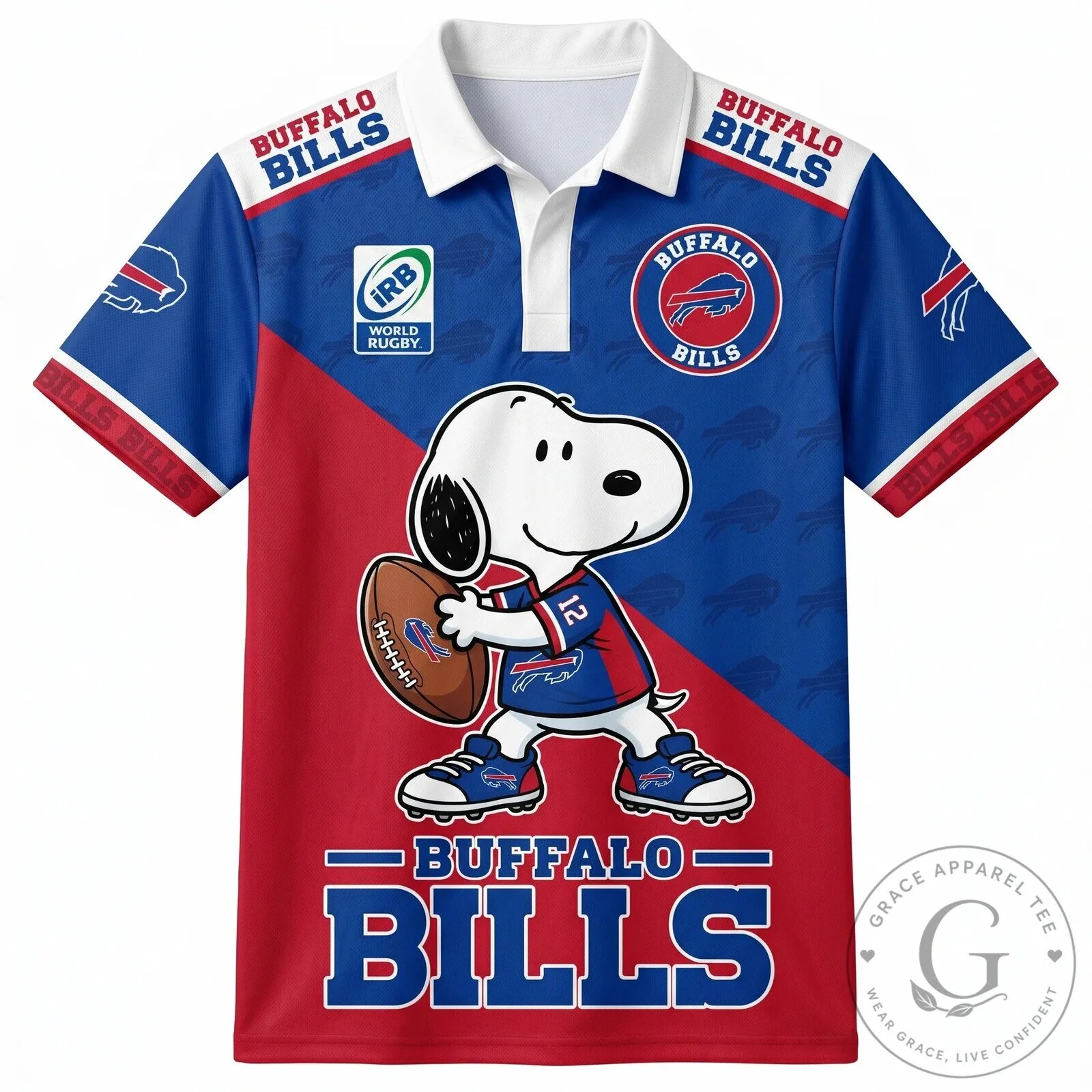 Buffalo Bills Football Fan Apparel Snoopy Rugby Polo Shirt for Game Day