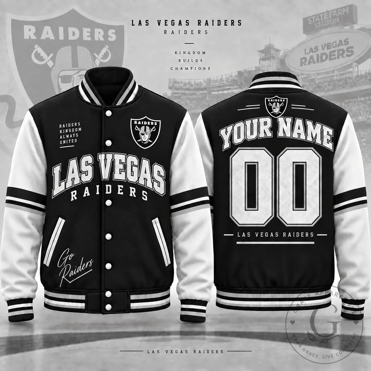 Las Vegas Raiders American Football Personalized Name and Number Varsity Jacket