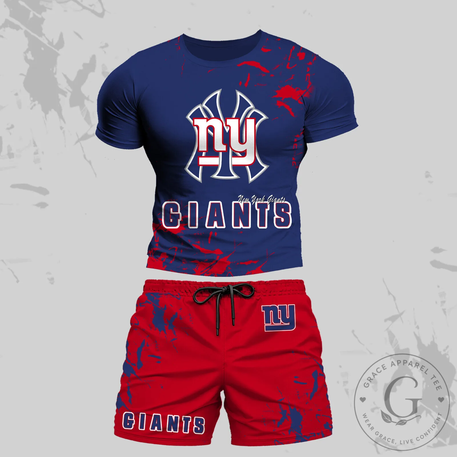 New York Giants Fan Apparel Set with T-Shirt and Athletic Shorts 5 New York Giants Fan Apparel Set with T-Shirt and Athletic Shorts