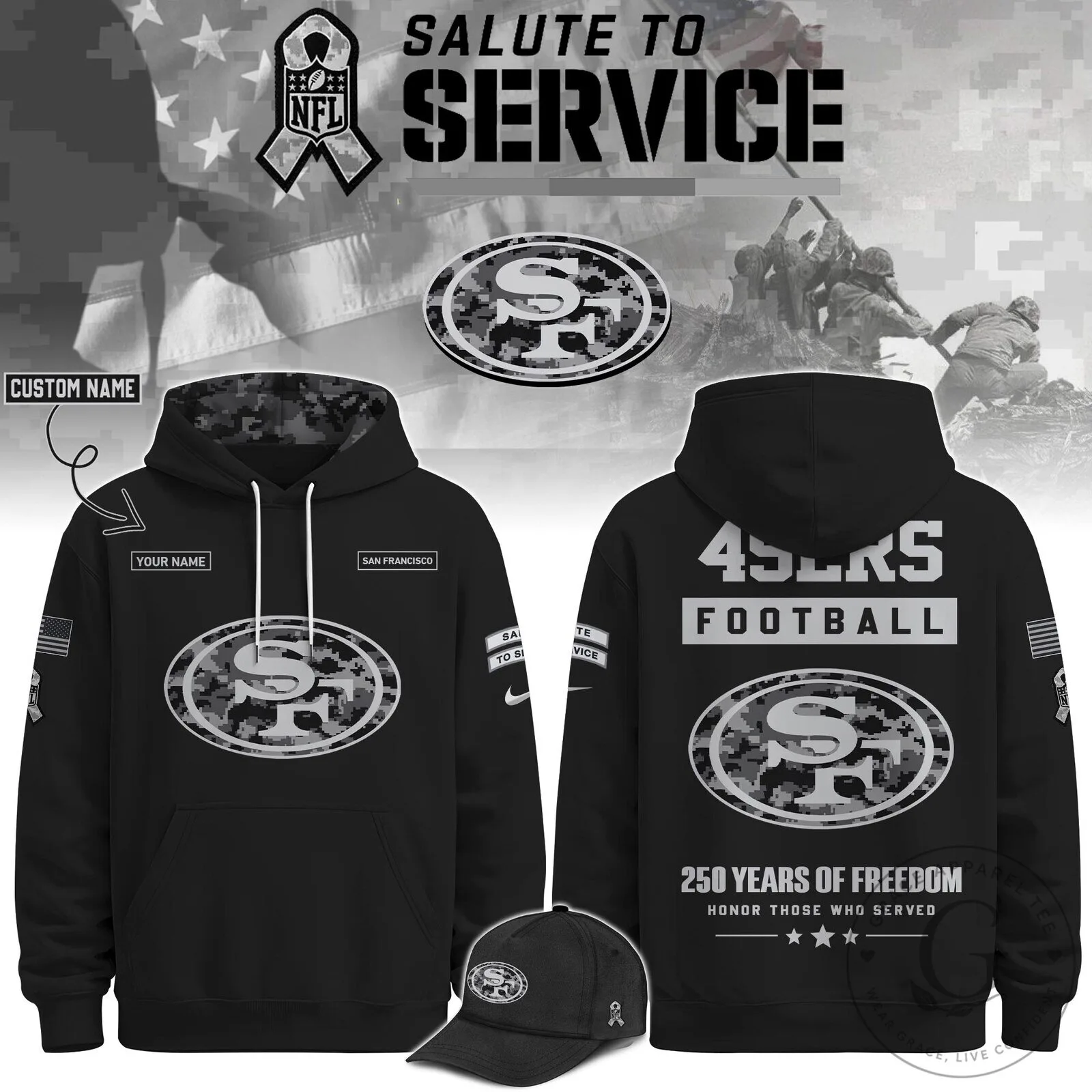 San Francisco 49ers Salute To Service Football Team Hoodie