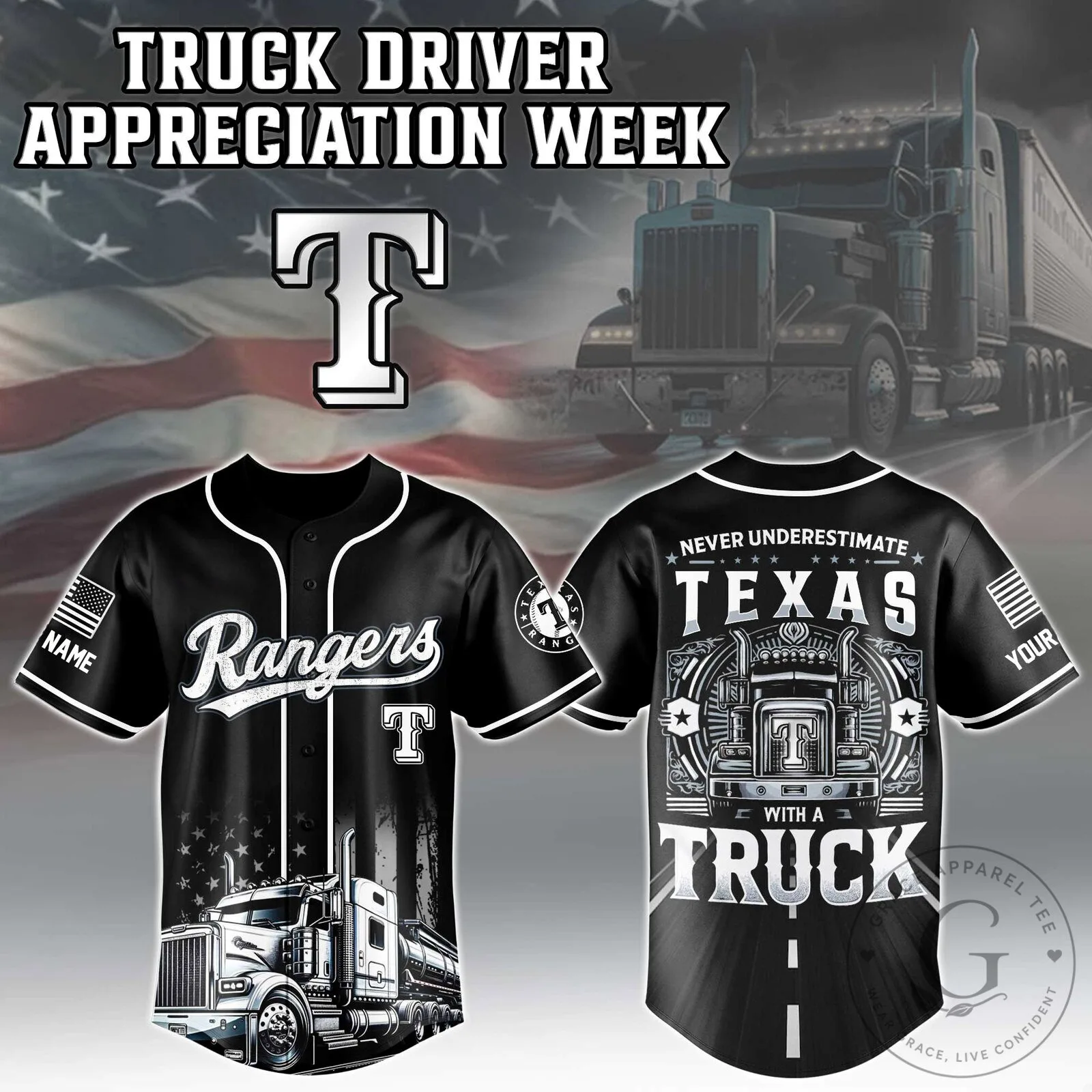 Texas Rangers Baseball Truck Driver Appreciation Week Jersey