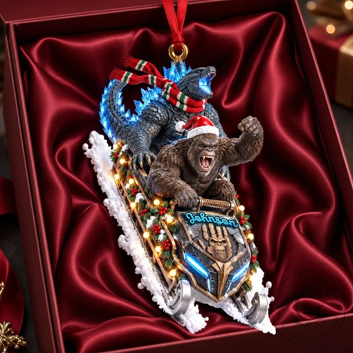 Godzilla and King Kong Christmas Snowmobile Holiday Ornament 6 Godzilla and King Kong Christmas Snowmobile Holiday Ornament