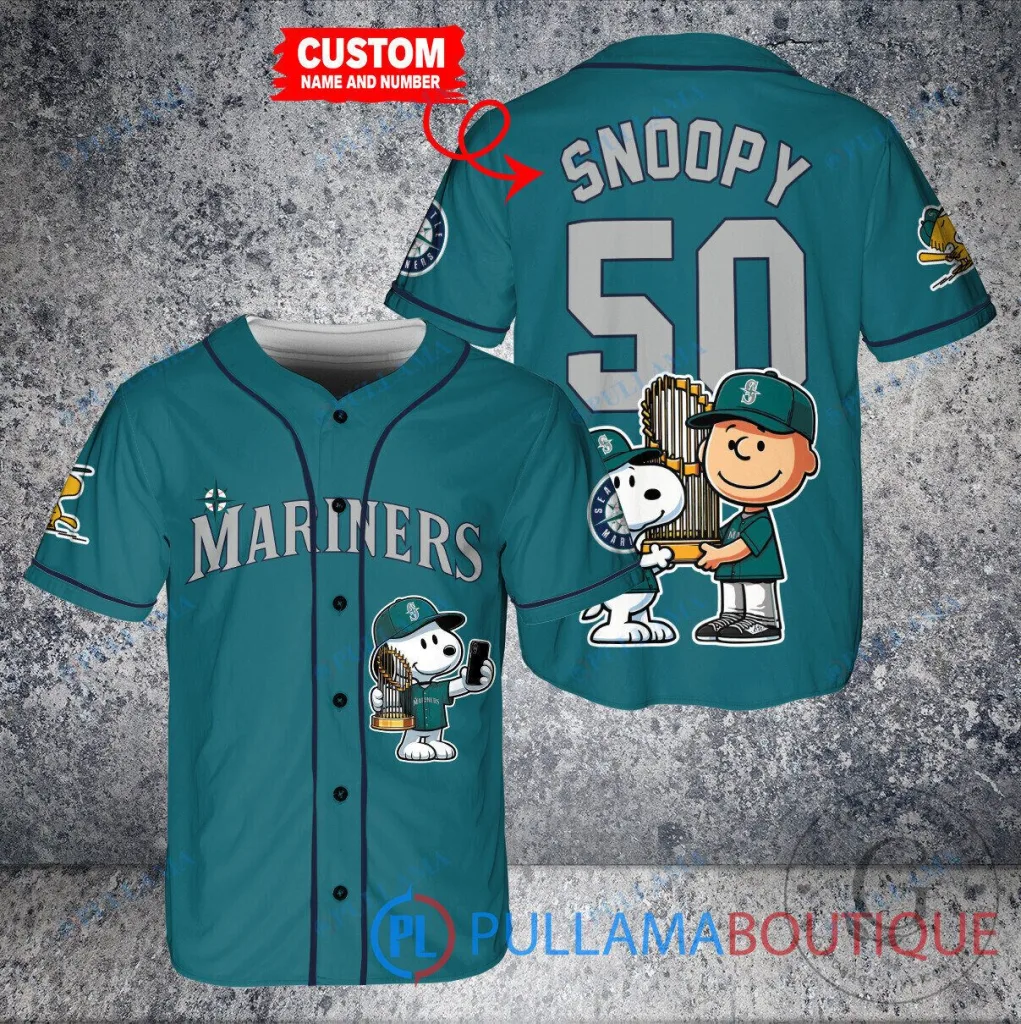 Seattle Mariners Baseball Snoopy Charlie Brown World Series Custom Baseball Jersey