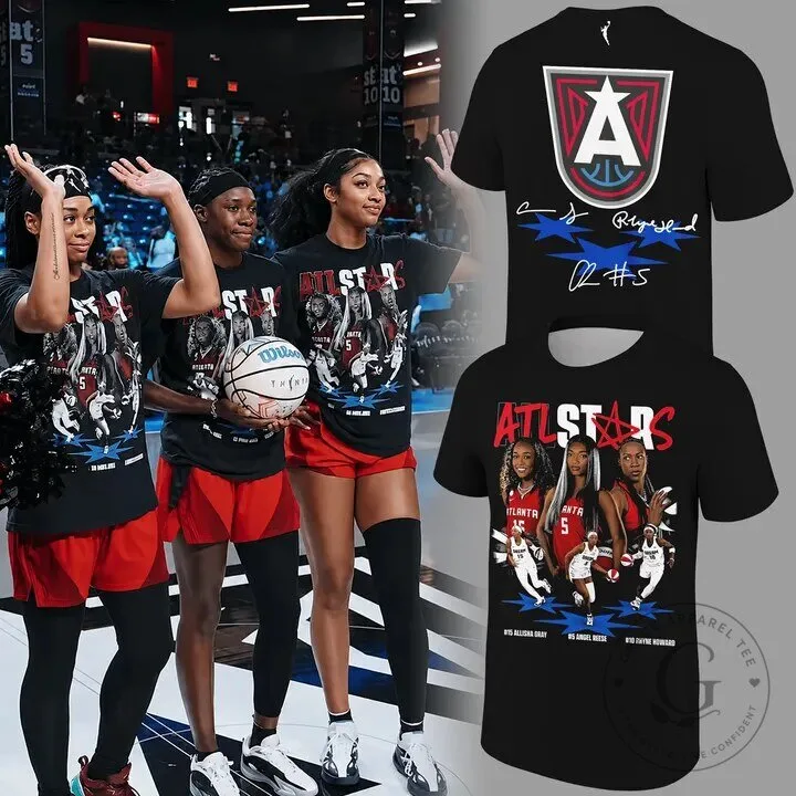 Atlanta Dream WNBA Team Black T-Shirt with Player Signatures