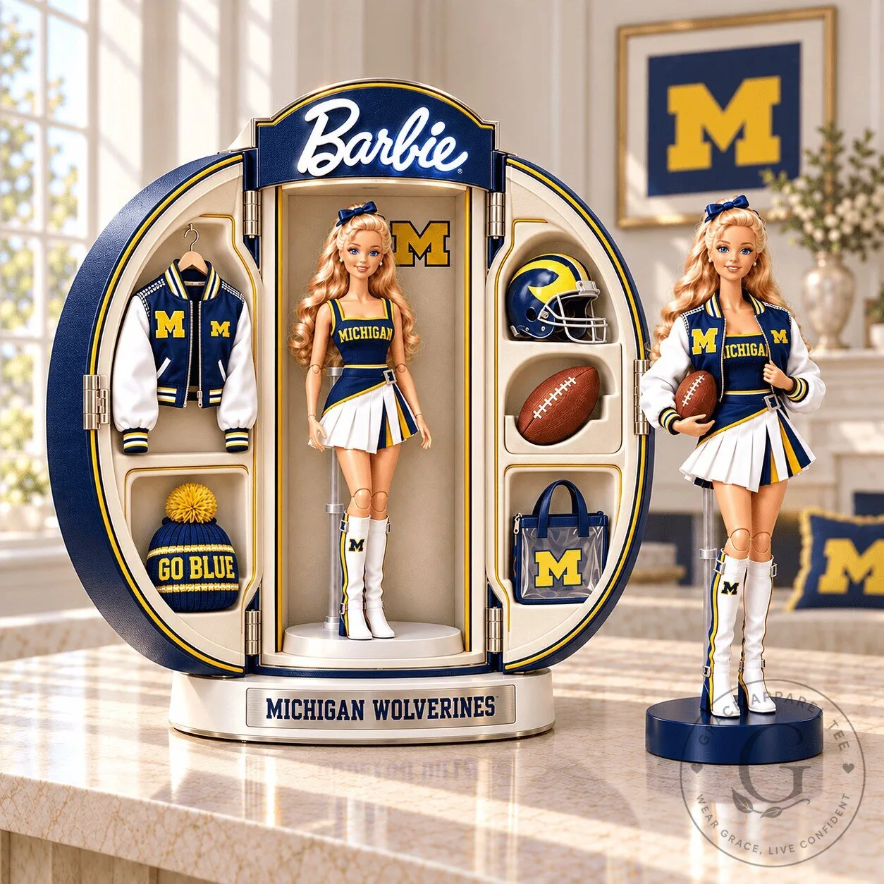 Barbie Michigan Wolverines University of Michigan Football Doll Figurine