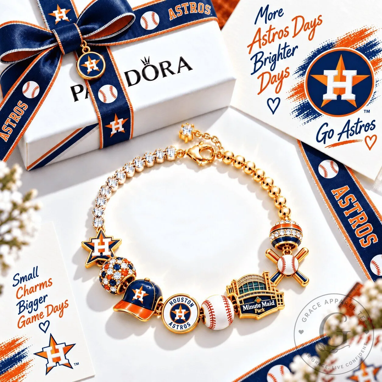 Houston Astros Gold Charm Bracelet Set