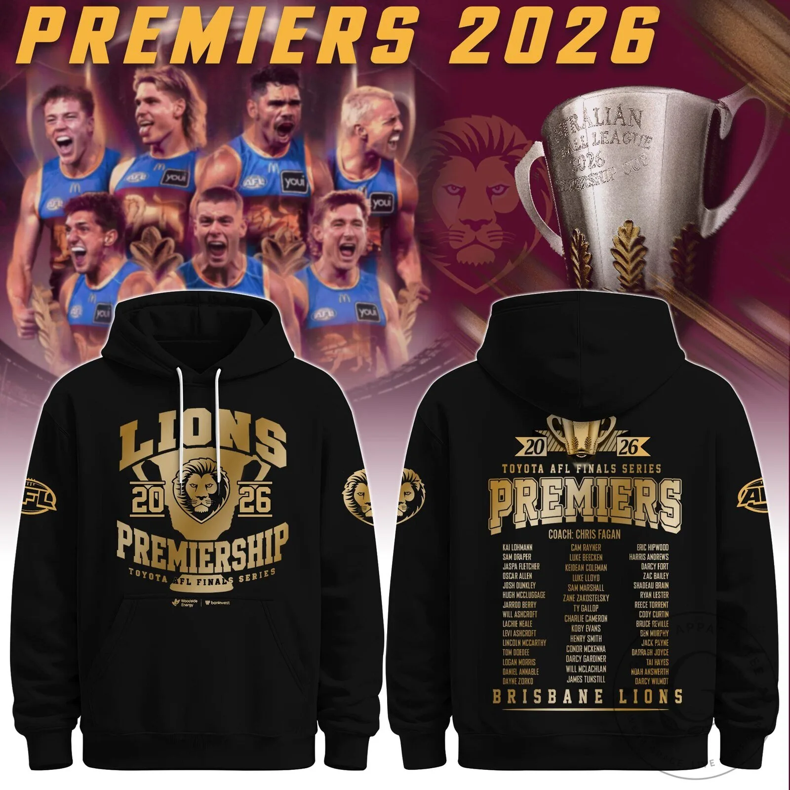 2026 Australian Football League Premiers Hoodie - Brisbane Lions