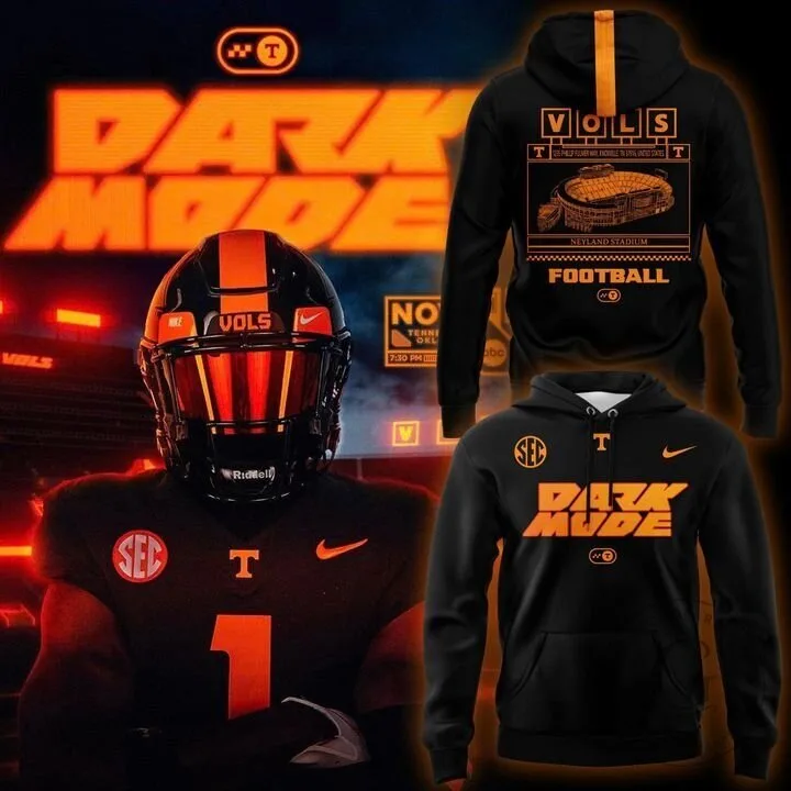 Tennessee Volunteers Dark Mode Football Neyland Stadium Black Hoodie