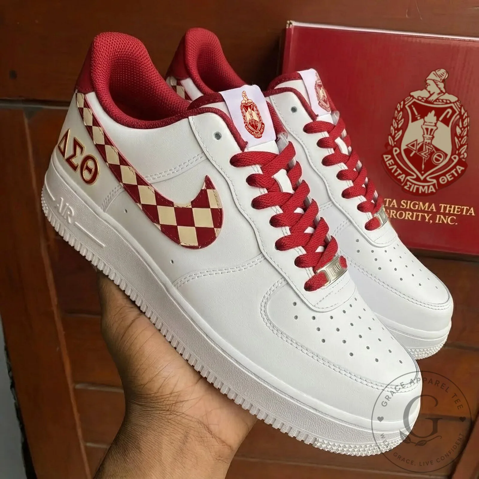 Delta Sigma Theta Sorority Air Force 1 Custom Sneakers 1 Delta Sigma Theta Sorority Air Force 1 Custom Sneakers