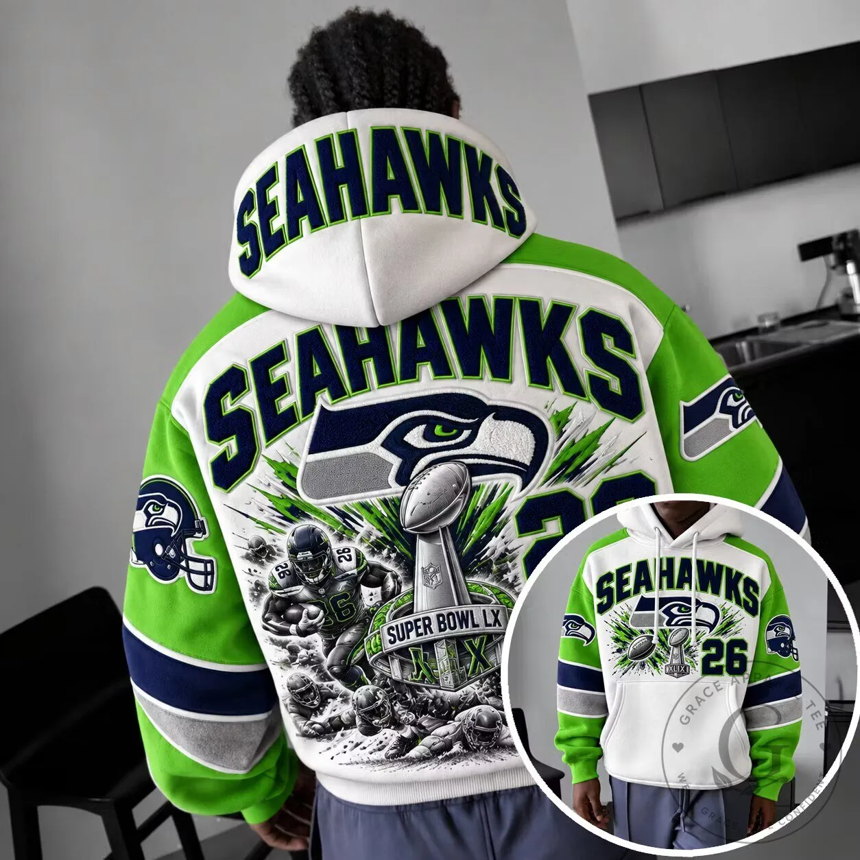 Hoodie for Seattle Seahawks Super Bowl LX Championship Celebration