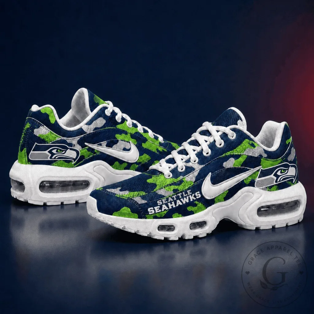 Seattle Seahawks National Football League Team Camouflage Pattern Shoes 12 Seattle Seahawks National Football League Team Camouflage Pattern Shoes