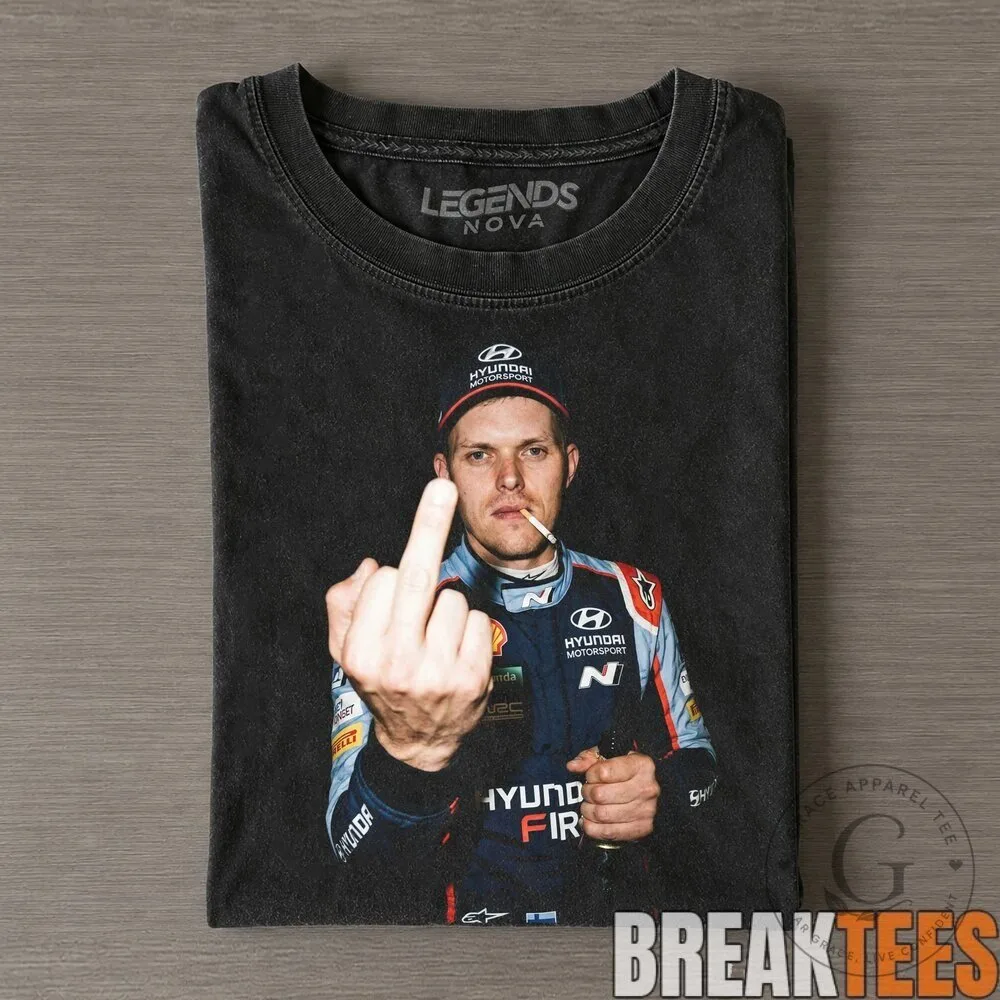 Ott Tanak Middle Finger Funny Rally Racing Car Driver Black T-Shirt