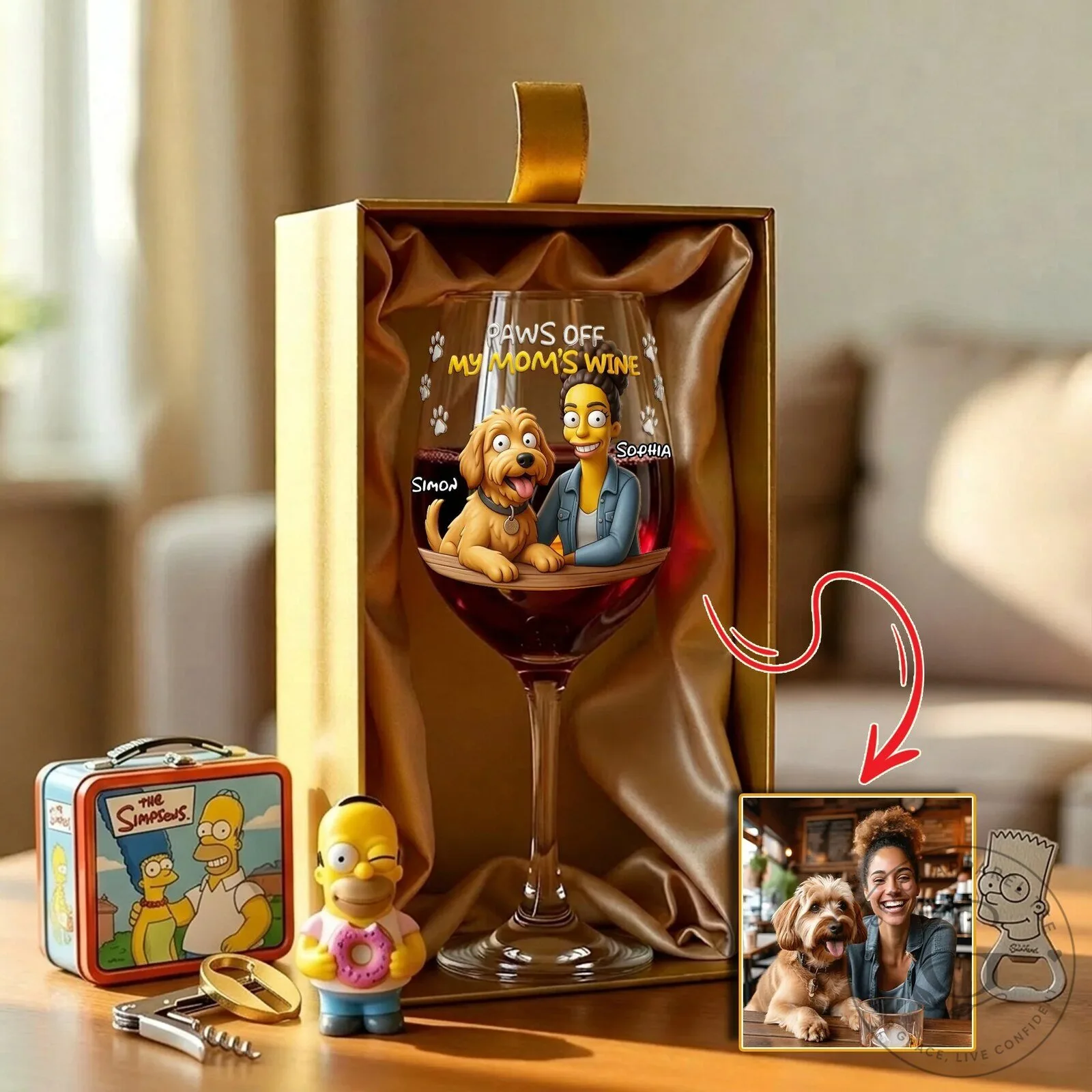 Personalized Paws Off My Mom's Wine Glass with Custom Pet and Owner Portrait 7 Personalized Paws Off My Mom