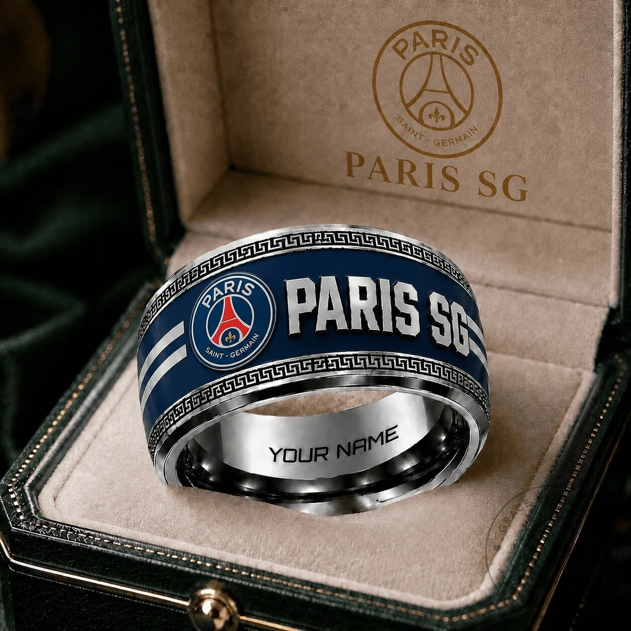 Paris Saint-Germain Football Club Custom Name Engraved Stainless Steel Ring