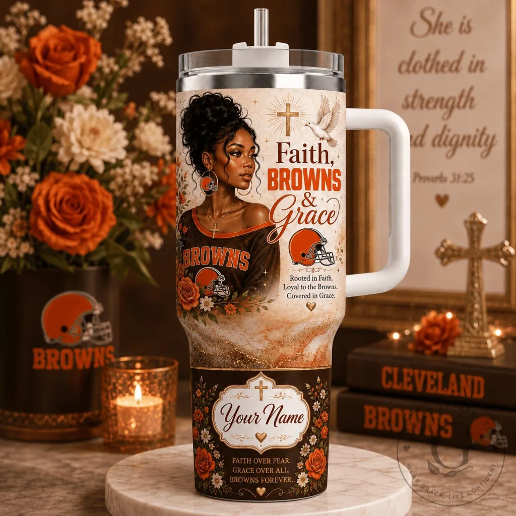 Cleveland Browns Football Faith Grace Personalized Tumbler for Women