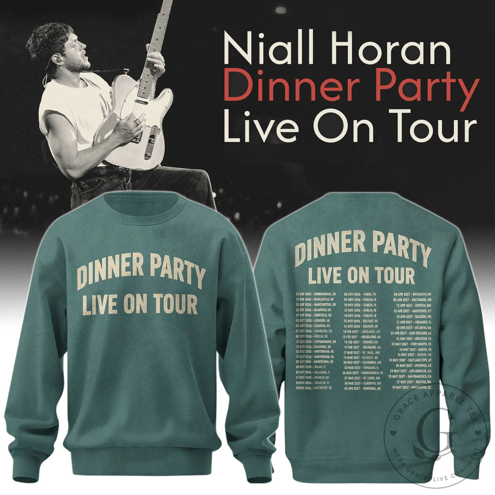 Niall Horan The Show Live On Tour Concert Dates Crewneck Sweatshirt