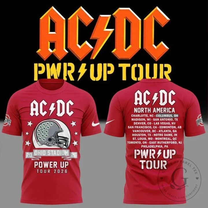 AC/DC Power Up Tour 2026 Concert T-Shirt - Ohio State Football Style