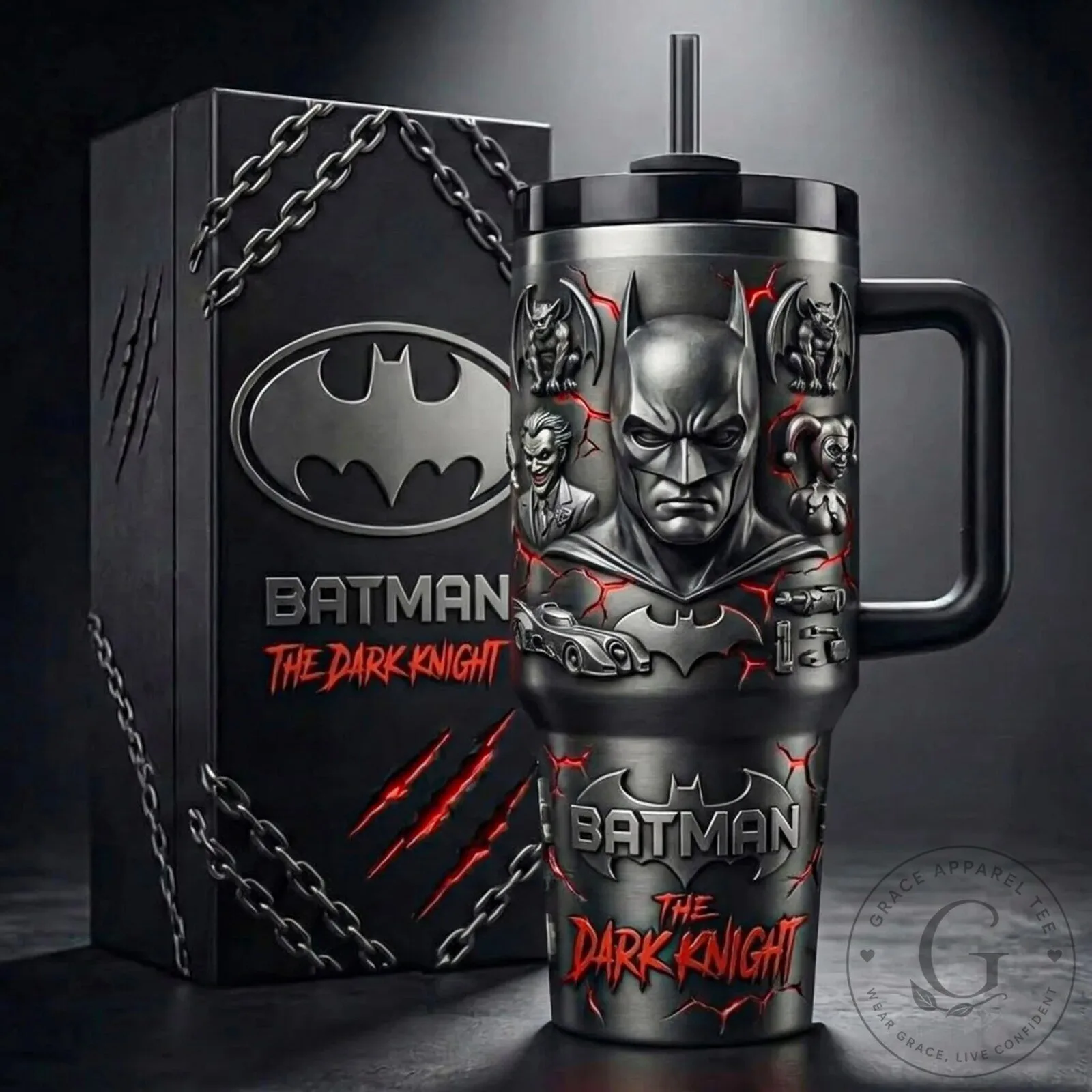 Batman The Dark Knight DC Comics Stainless Steel Insulated Tumbler with Handle