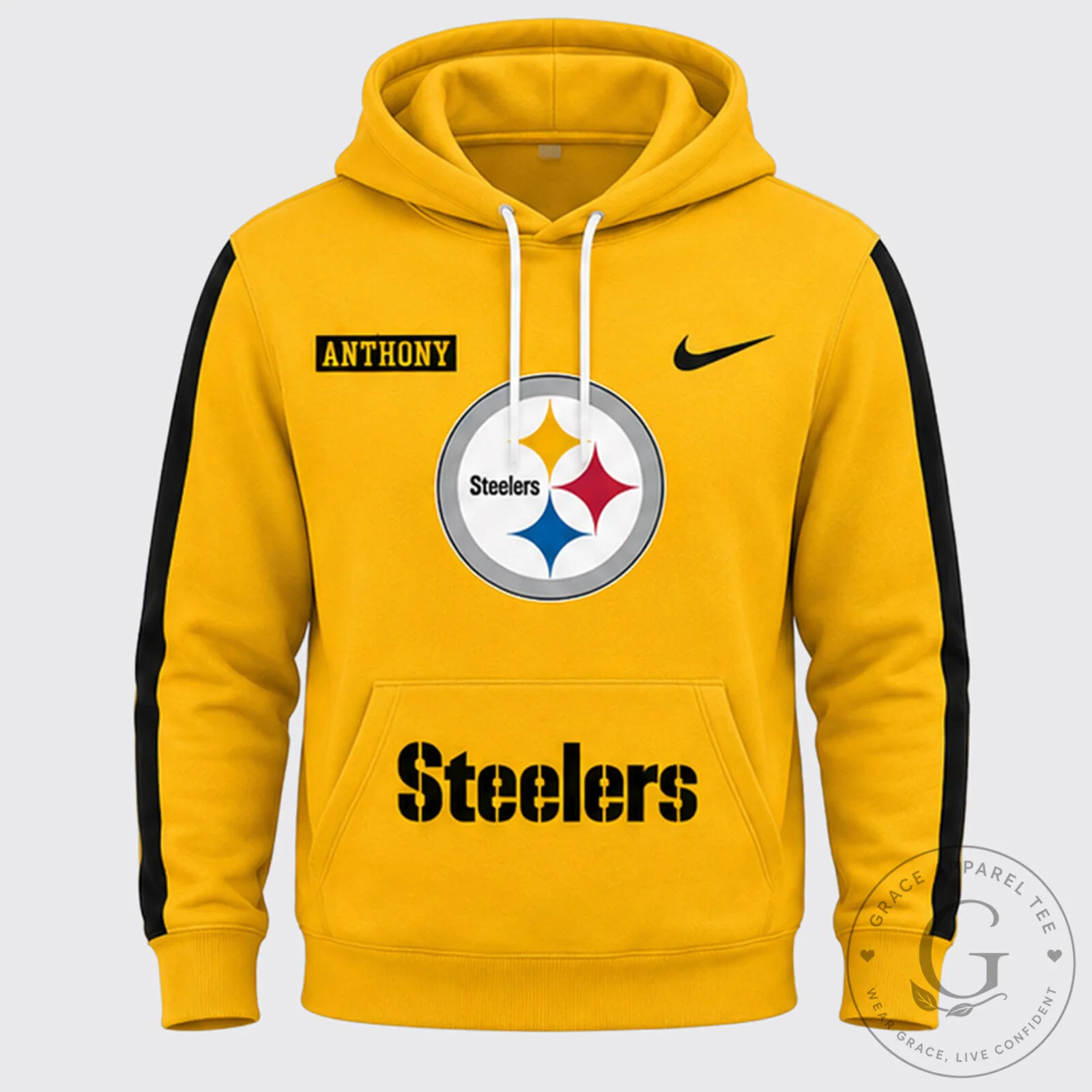 Pittsburgh Steelers Football Team Logo Personalized Yellow Hoodie