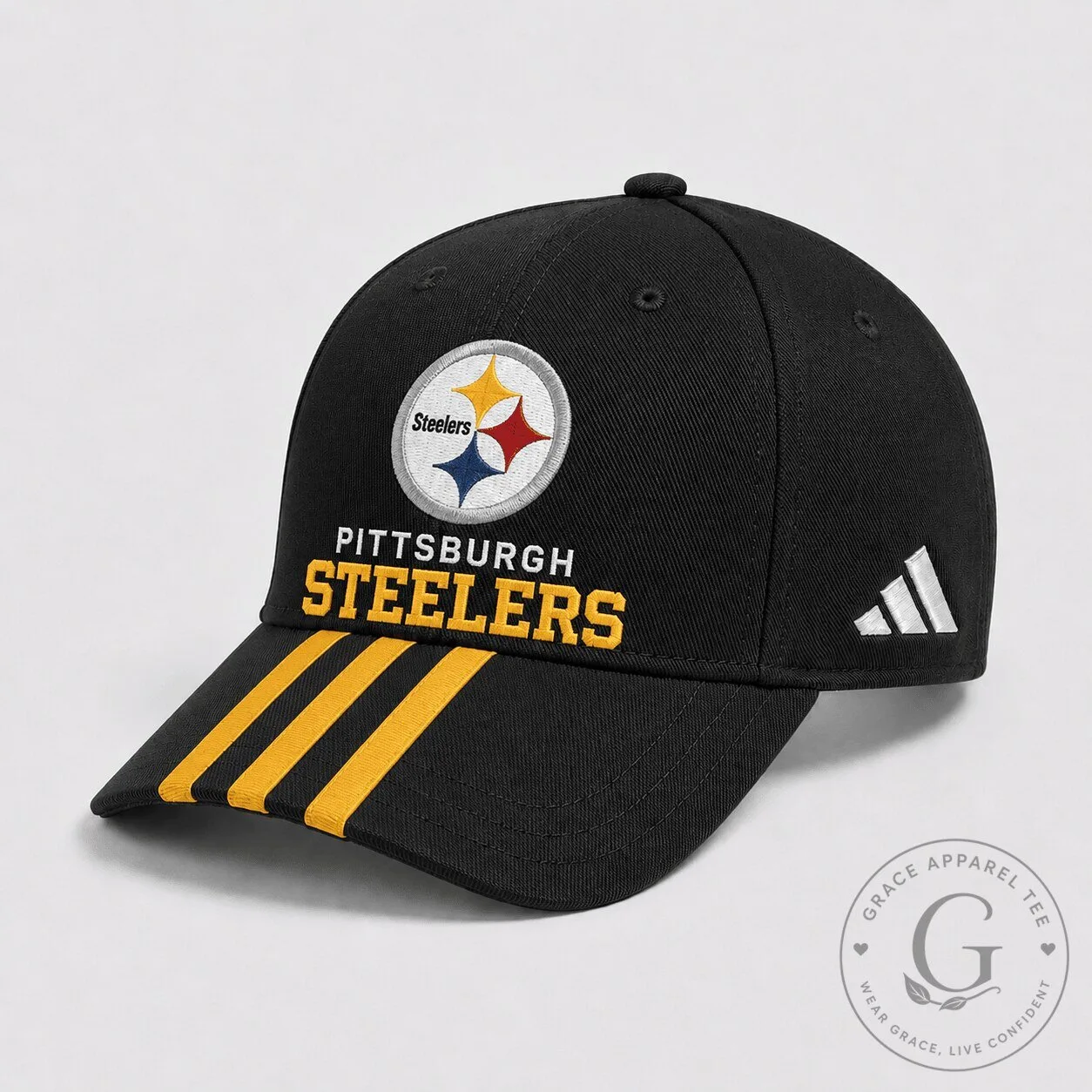 Pittsburgh Steelers NFL Football Team Embroidered Black Baseball Cap Hat