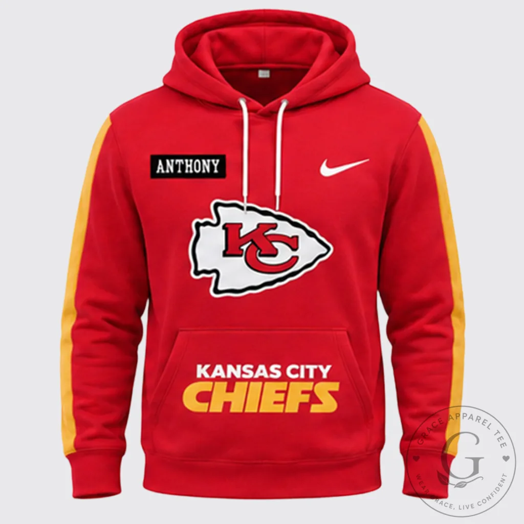 Kansas City Chiefs Personalized Red and Gold Football Team Hoodie
