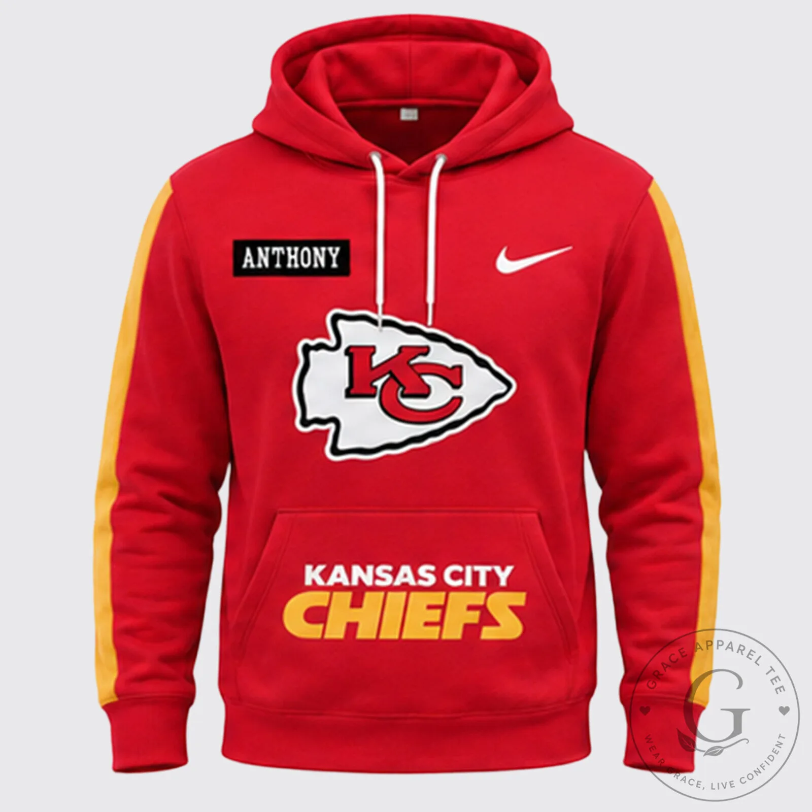 Kansas City Chiefs Personalized Red and Gold Football Team Hoodie