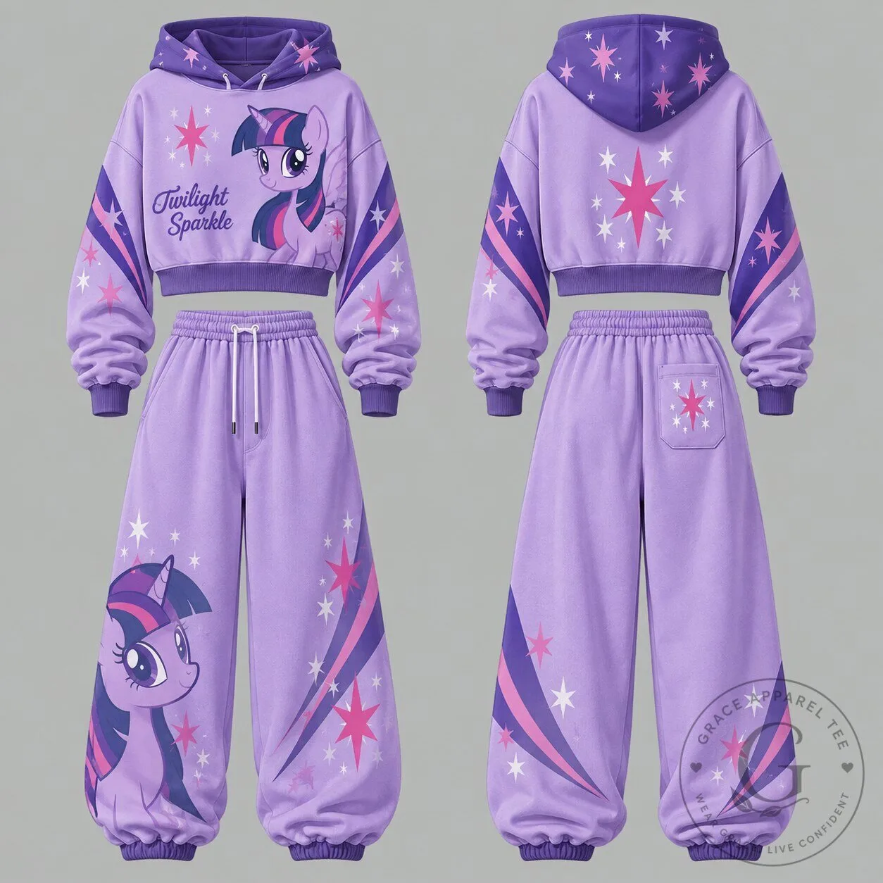 My Little Pony Twilight Sparkle Cropped Hoodie and Sweatpants Set
