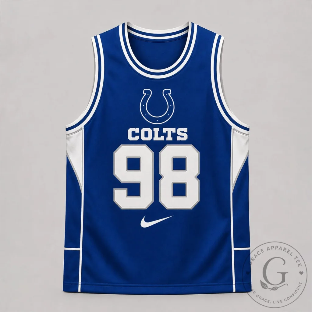 Indianapolis Colts Custom Number 98 Blue Basketball Jersey Tank Top Indianapolis Colts Custom Number 98 Blue Basketball Jersey Tank Top