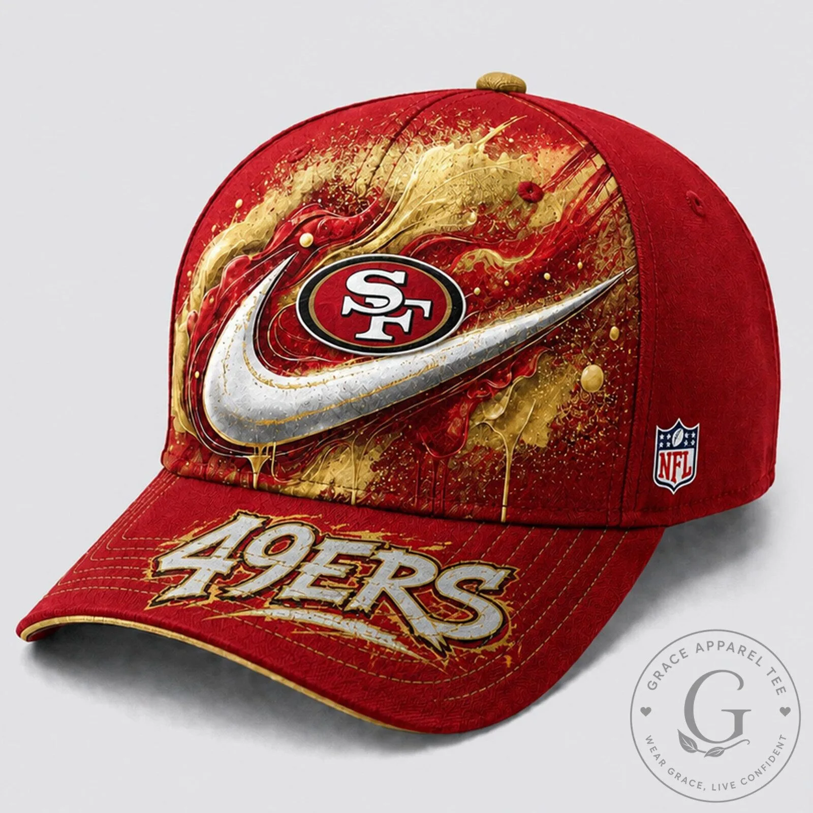 San Francisco 49ers Nike Paint Burst Red and Gold Fan Pride Cap Hat
