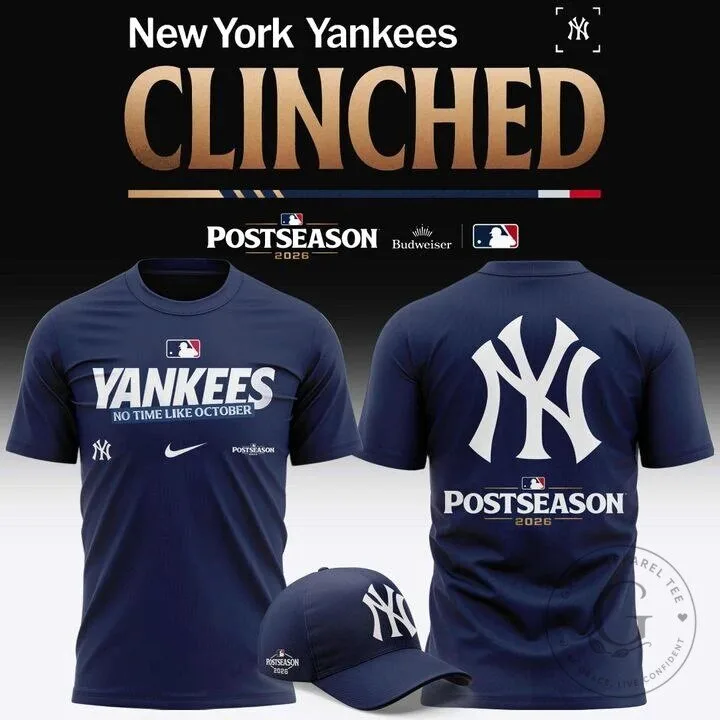 New York Yankees 2026 Postseason Clinched Baseball T-Shirt